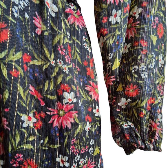 NWT Old Navy Women's Long Sleeve Floral Boho Mini Dress M Tall Black Metallic - Picture 7 of 15